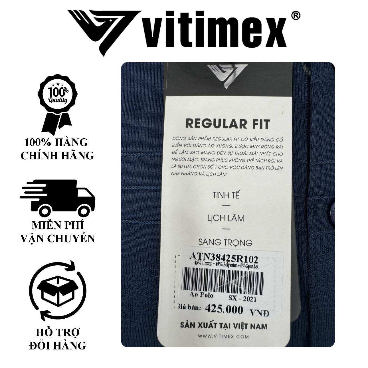 Áo Polo nam Vitimex form RegularFit còn size S-L (ATN40425R102)