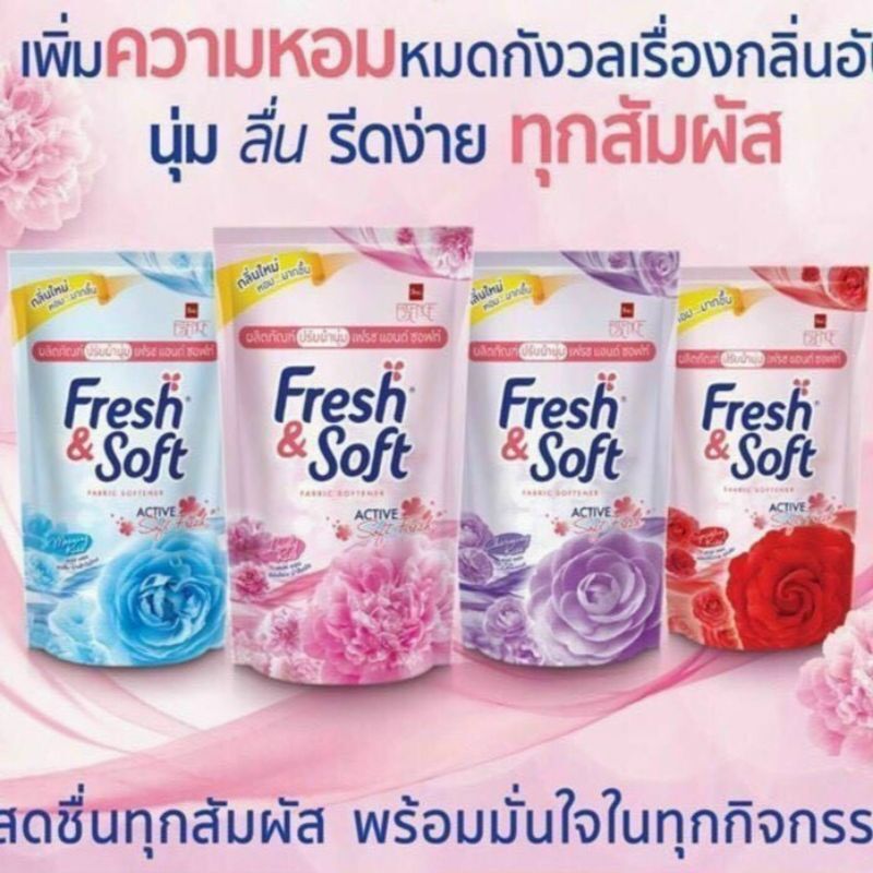 4 bịch nước xả vải fresh soft thái lan 600ml .