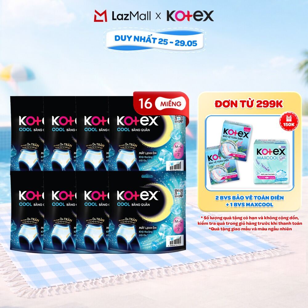 Combo 2/Combo 4/Combo 8/Combo 16 Băng vệ sinh Kotex Dạng Quần Cool cỡ M/L 2 Miếng