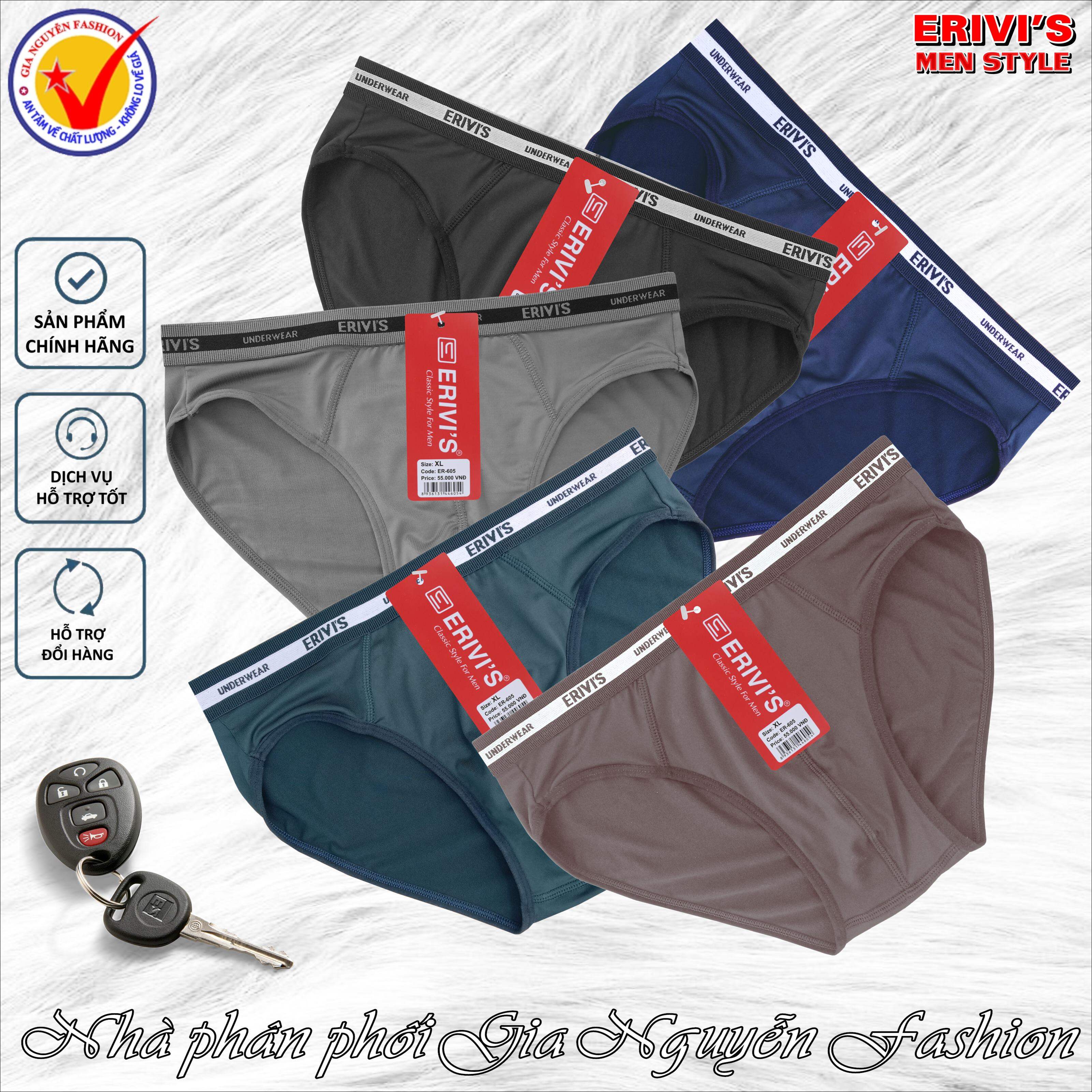 Set 5 Quần lót nam Quần sịp nam thương hiệu Erivis Chất Thun lạnh 4 chiều hàng công ty chuẩn đẹp cao cấp