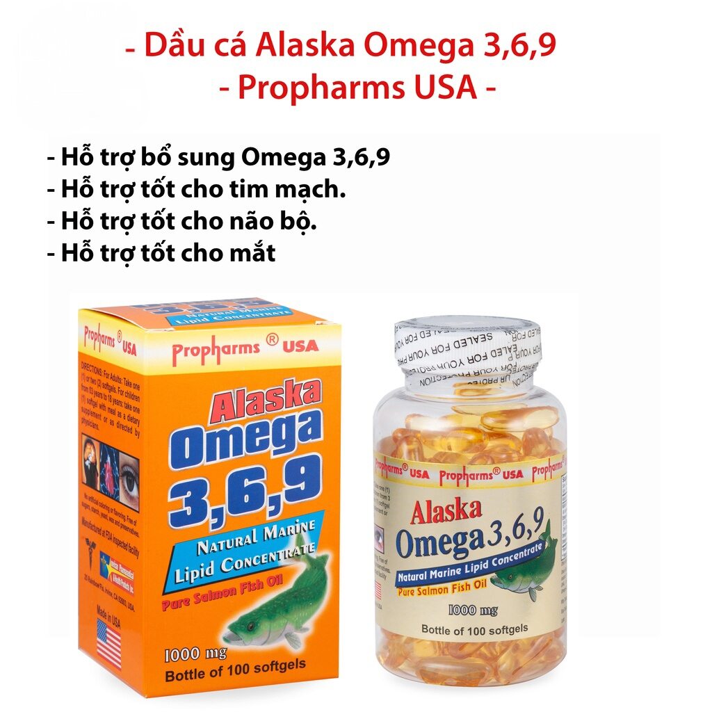 Dầu cá Alaska OMEGA 369 giúp tăng cường thị lực,sáng mắt chai 100 viên