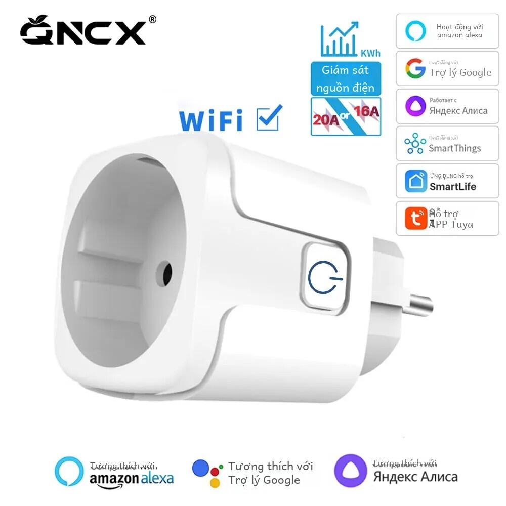 Tuya 16a 20a EU Ổ Cắm Thông Minh Có Giám Sát Nguồn Điện Kết Nối Wifi Điều Khiển Giọng Nói Tương Thích Với Alexa Và Google Trợ Lý