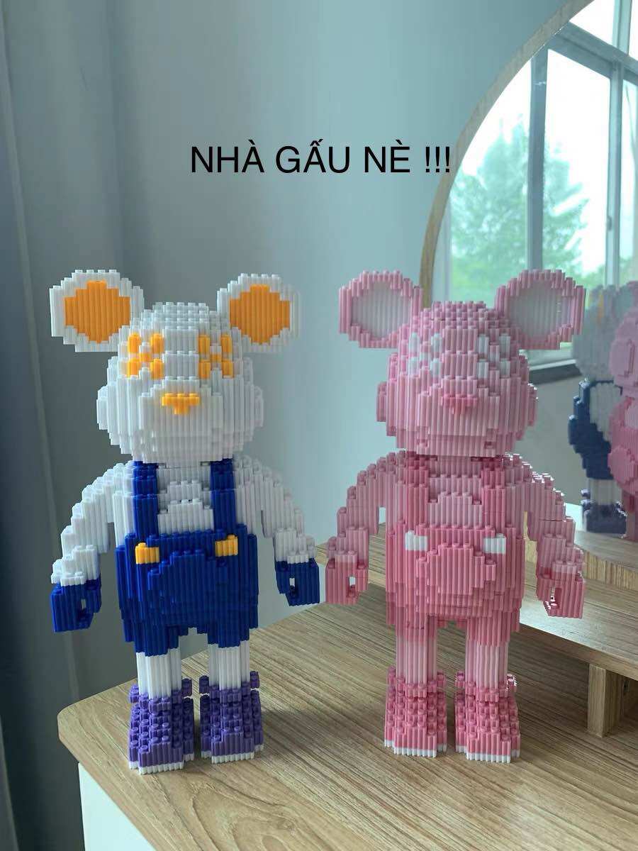 [TẶNG BÚA 🔨] MÔ HÌNH LẮP RÁP COMBO 2 GẤU BEARBRICK 35CM/MUA 1 ĐƯỢC 2