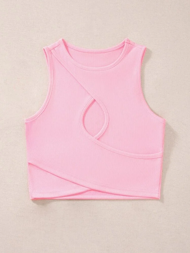 Áo croptop cổ tròn sát nách đan chéo Eo 04
