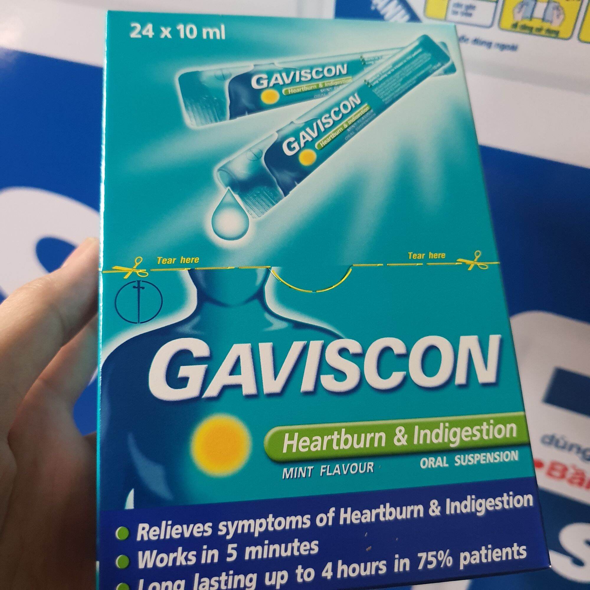 Hỗn dịch uống Gaviscon trào ngược dạ dày, thực quản hộp 24 gói - Đông Anh
