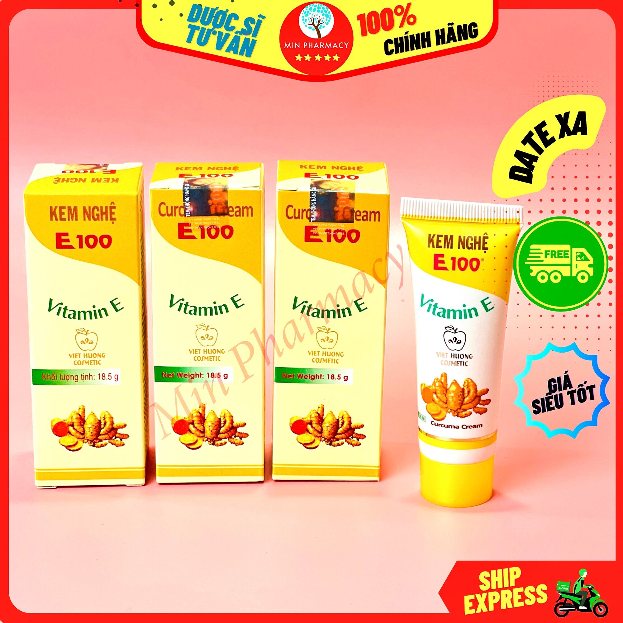 Kem nghệ e100 dưỡng da mụn mờ thâm sẹo 18,5g - minpharmacy