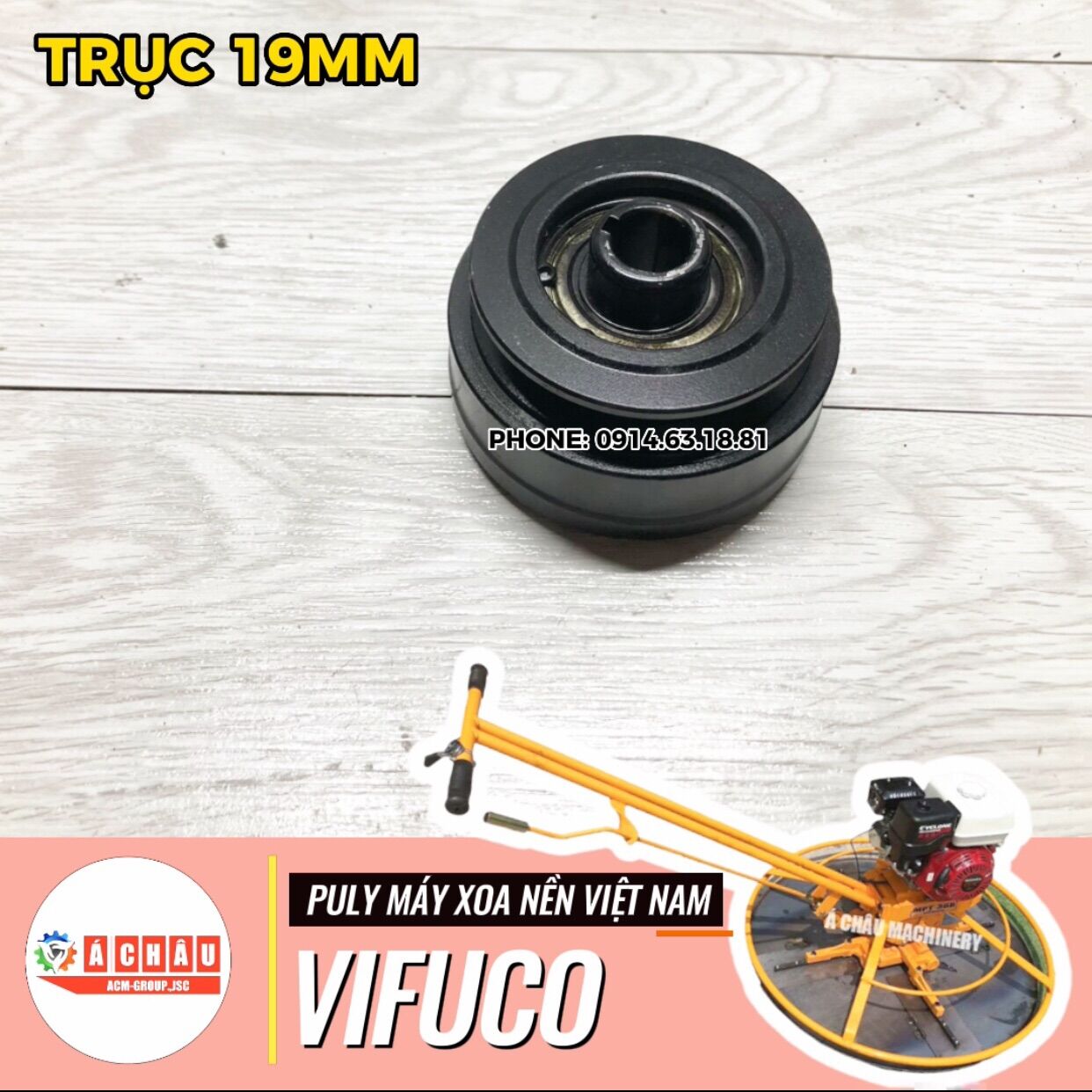 Phụ tùng máy xoa nền bê tông xây dựng, puly côn, ly hợp máy đánh bóng nền bê tông vifuco, antico các loại trục 19 và trục 20mm