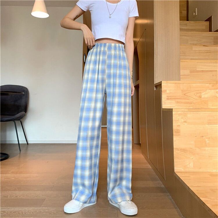 Quần Kẻ Sọc Caro Dáng Suông Phong Cách Hàn Quốc _ Quần Kẻ Caro Baggy Nam Nữ Ống Rộng Unisex