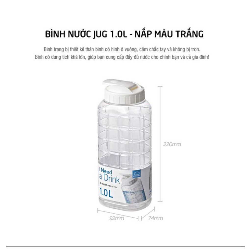 Bình Nước Lock&Lock 1Lít Nắp Trắng - Hàng Chính Hãng