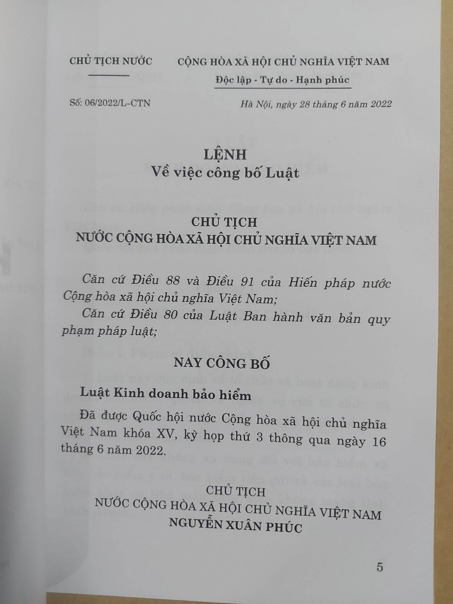 Luật kinh doanh bảo hiểm (hiện hành)