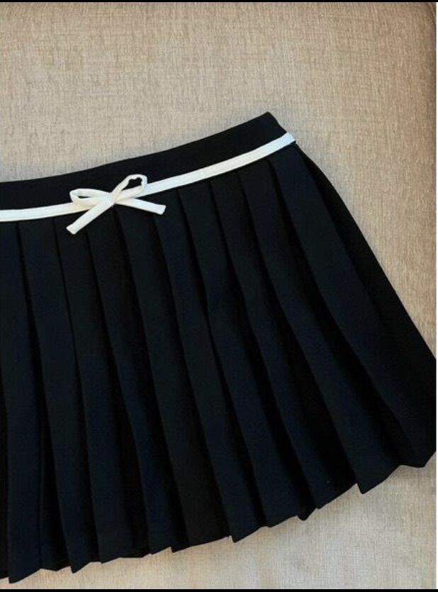 Chân váy thiết kế -lona xếp ly phối nơ by clara - hàng chính hãng size s/m