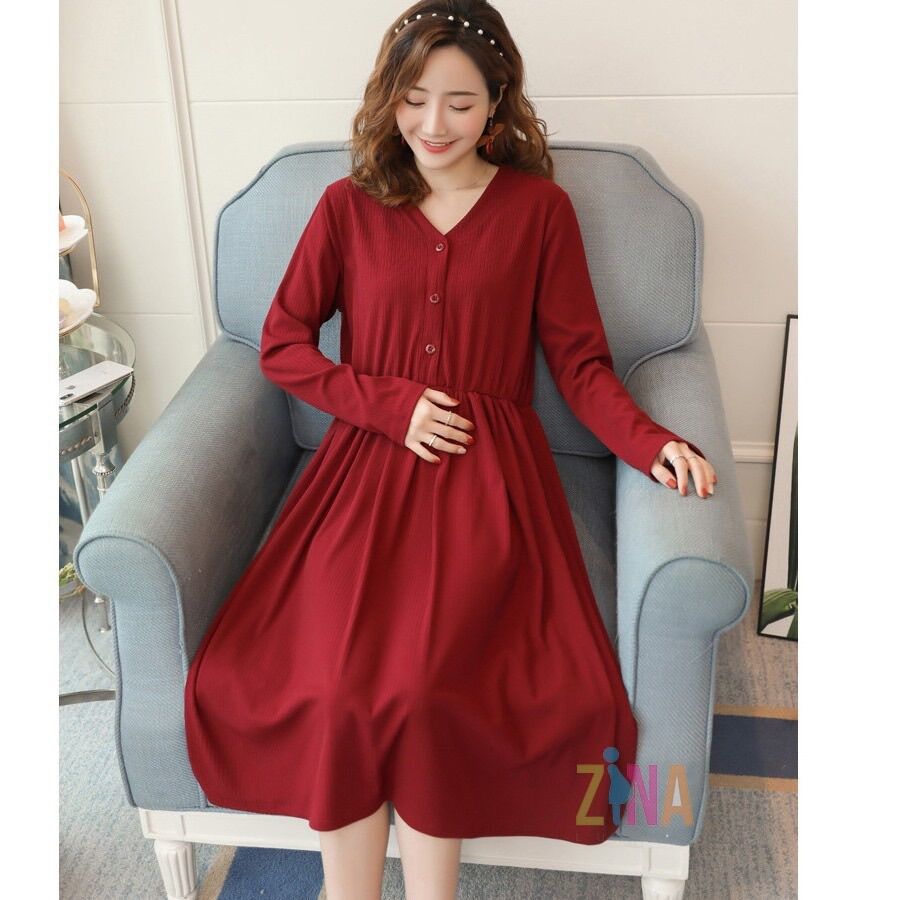 Đầm bầu len tăm mặc bầu và sau sinh