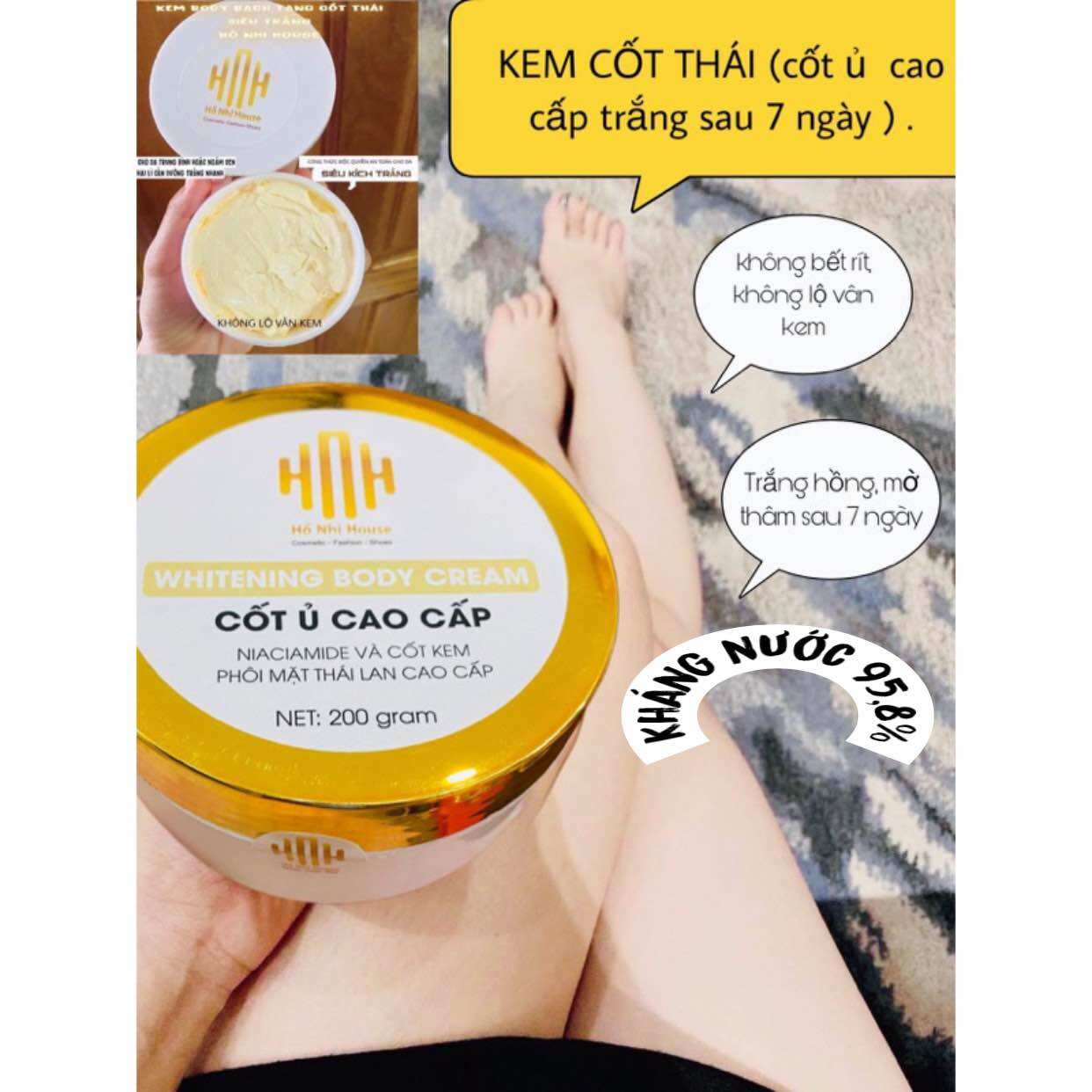 Kem body cốt Thái trắng da sau 7 ngày.