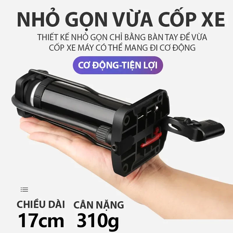 Bơm xe máy xe đạp nhỏ gọn bỏ vừa cốp xe