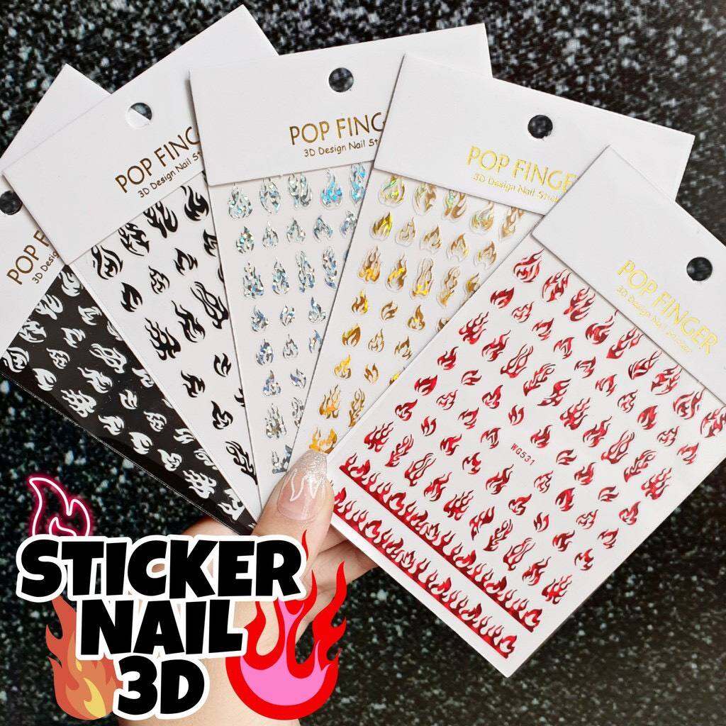 Sticker dán móng tay nail hình lửa laze
