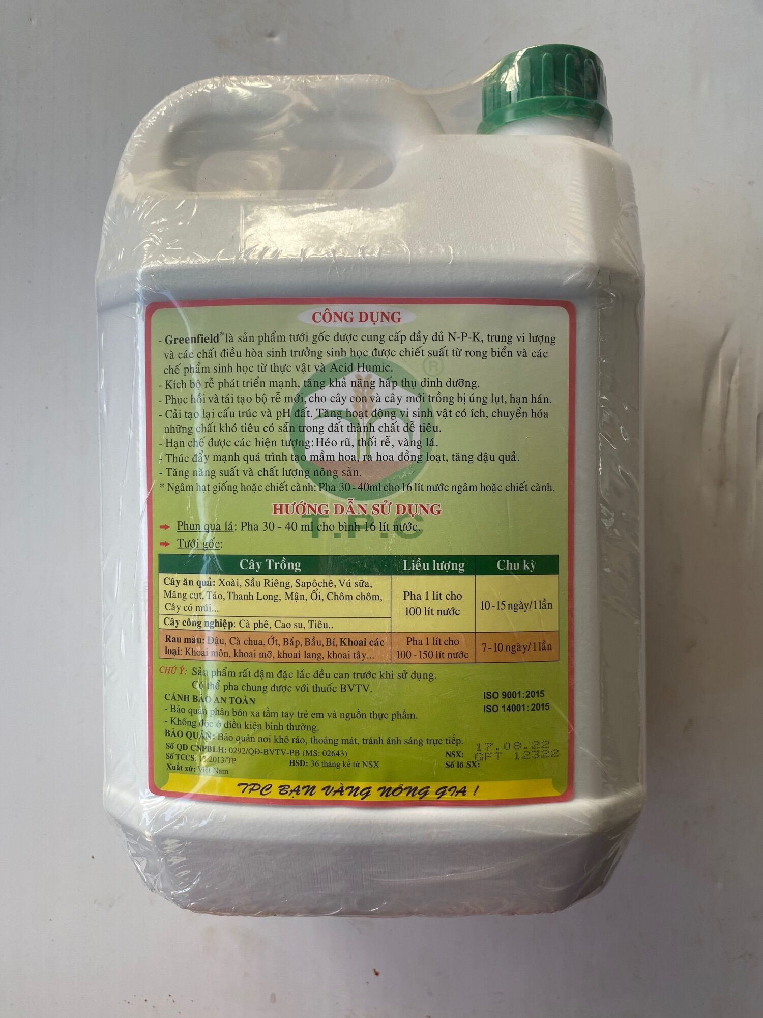 Phân hữu cơ khoáng GREENFIELD RONG BIỂN can 5 lít