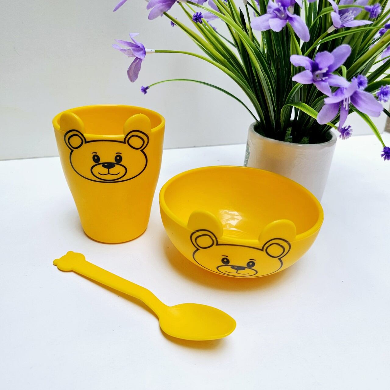 bộ chén ly muỗng ăn dặm cho bé ( màu ngẩu nhiên)