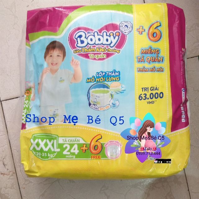 Tã quần bobby big size xxxl24+6