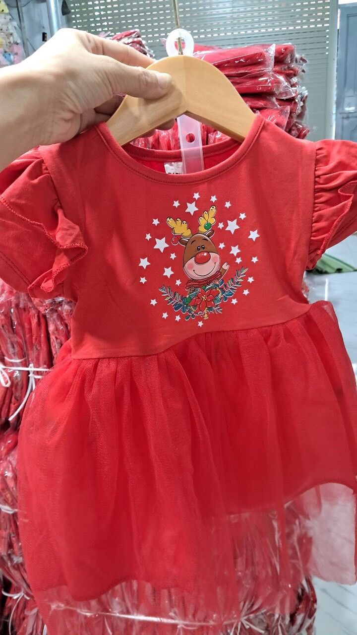 Váy đầm đỏ mặc noel cho bé gái size 8-16kg