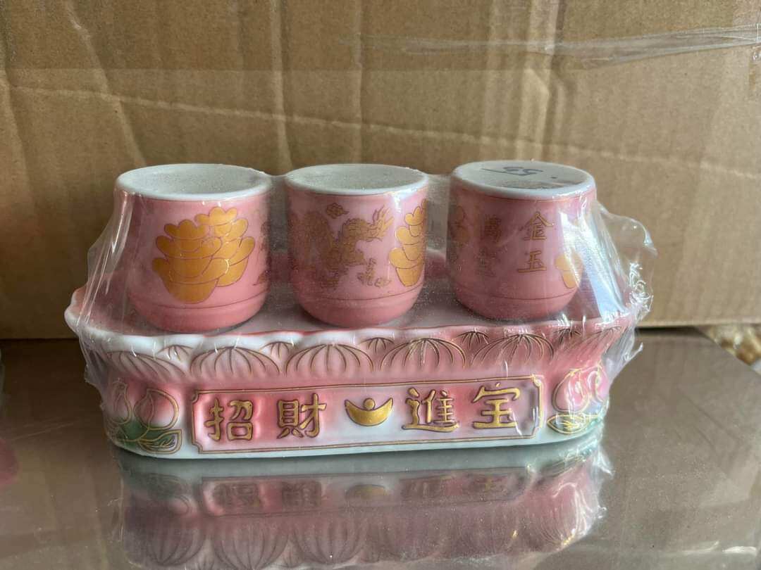 Bộ áng 3 ly,5 ly đựng nước thờ cúng hồng đào