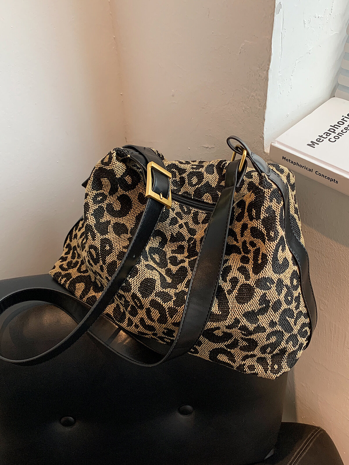 Túi Đeo Chéo Họa Tiết Da Báo Dung Tích Lớn Cho Nữ Túi Tote Đeo Vai Đơn Phong Cách Mới Thu Đông Túi Xách Bằng Vải Cotton Mềm