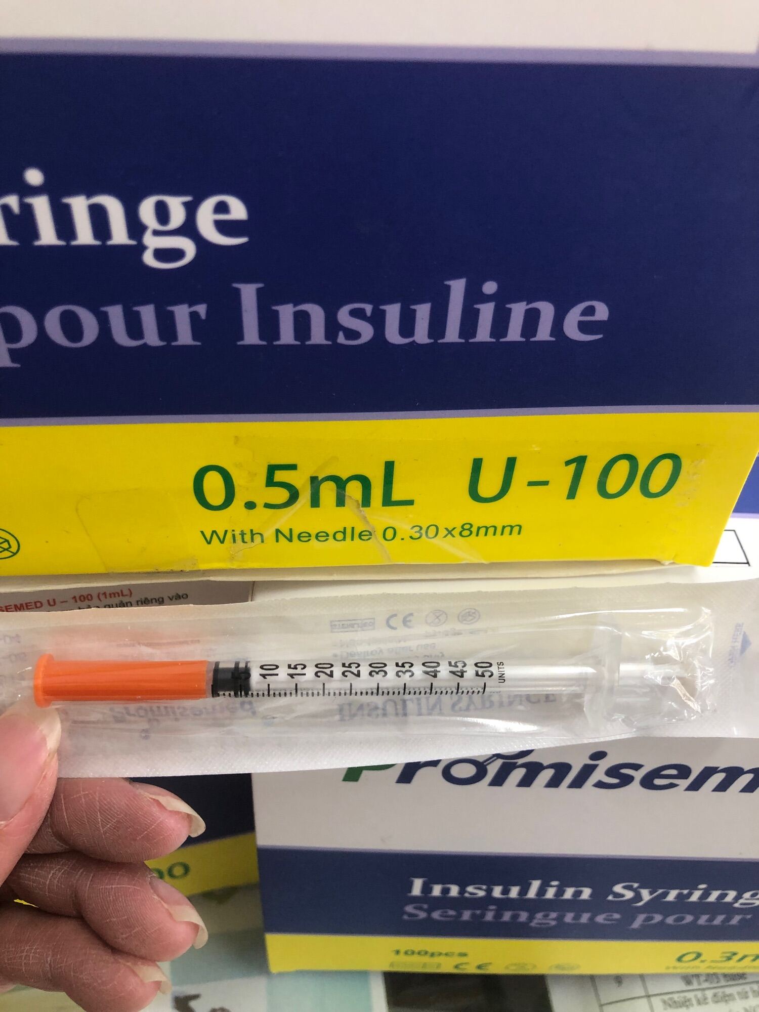 ❤️[HỘP 100 CÂY-LOẠI 0.5ML] Bơm kim tiêm Tiểu Đường Insulin PROMISEMED 0.5ml, Bơm Kim tiêm Thẩm Mỹ Sp