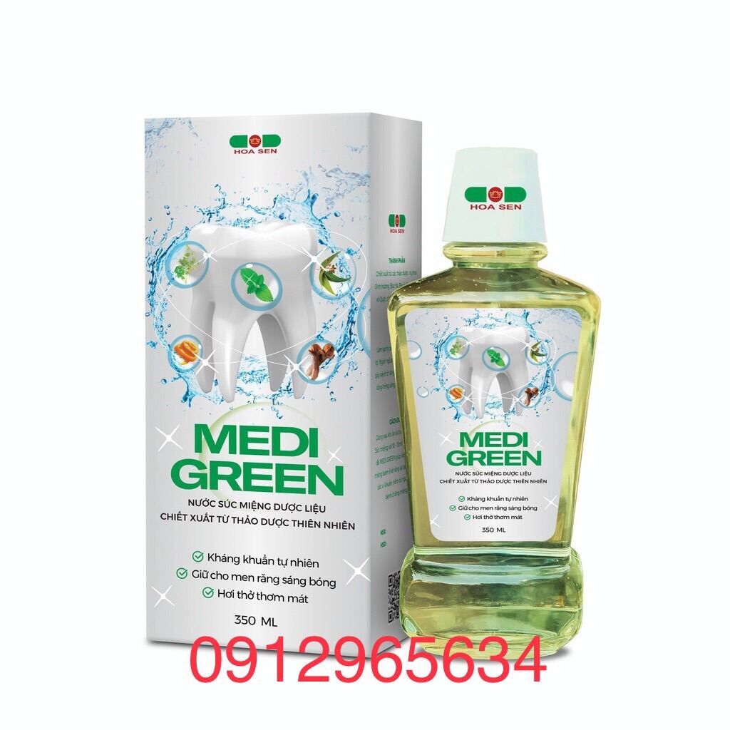 Nước súc miệng dược liệu thảo dược Medi Green chống sâu răng hôi miệng