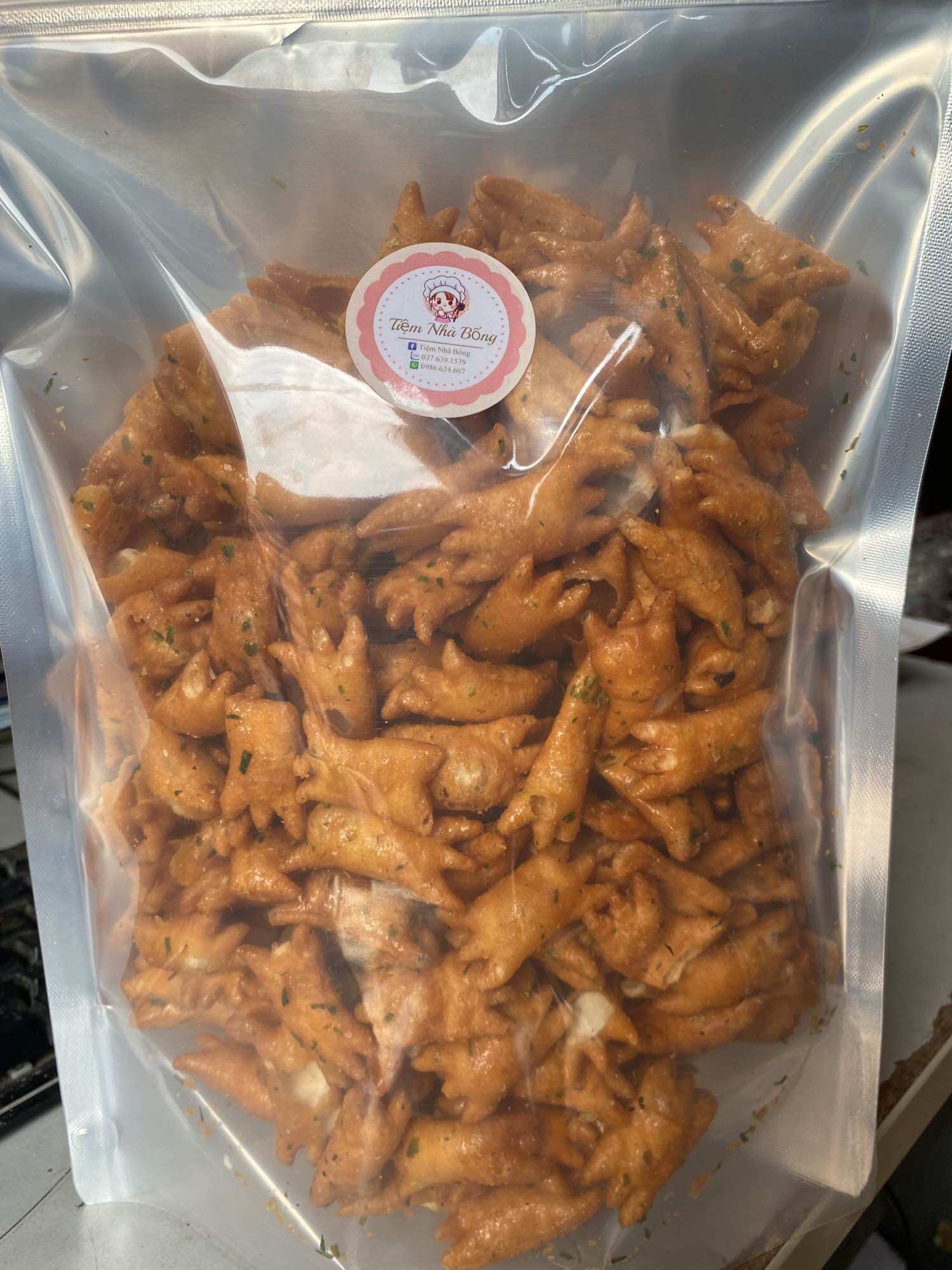 1kg snack cua mỡ hành phomai, đóng túi zip