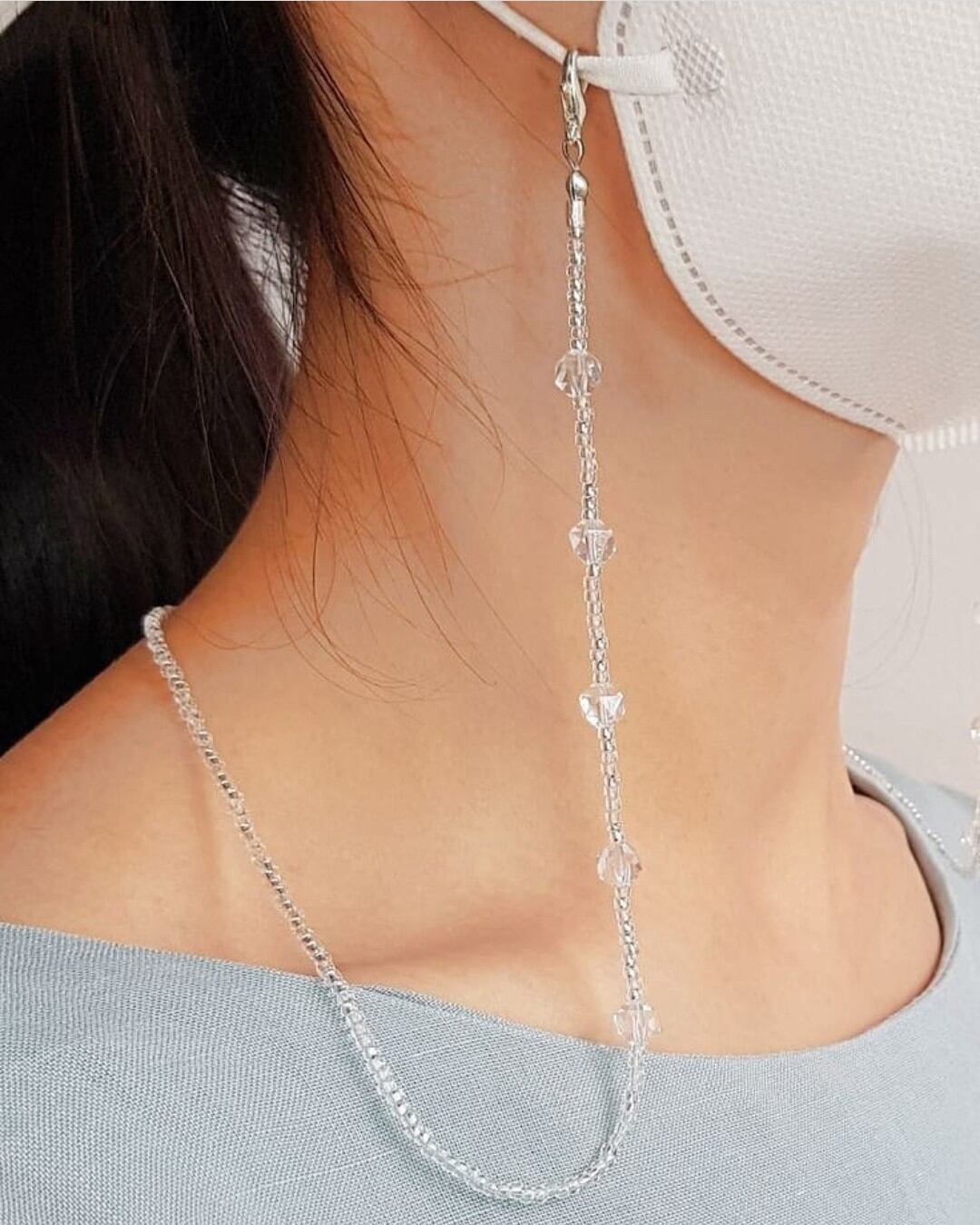 Dây đeo khẩu trang phối hạt trong suốt