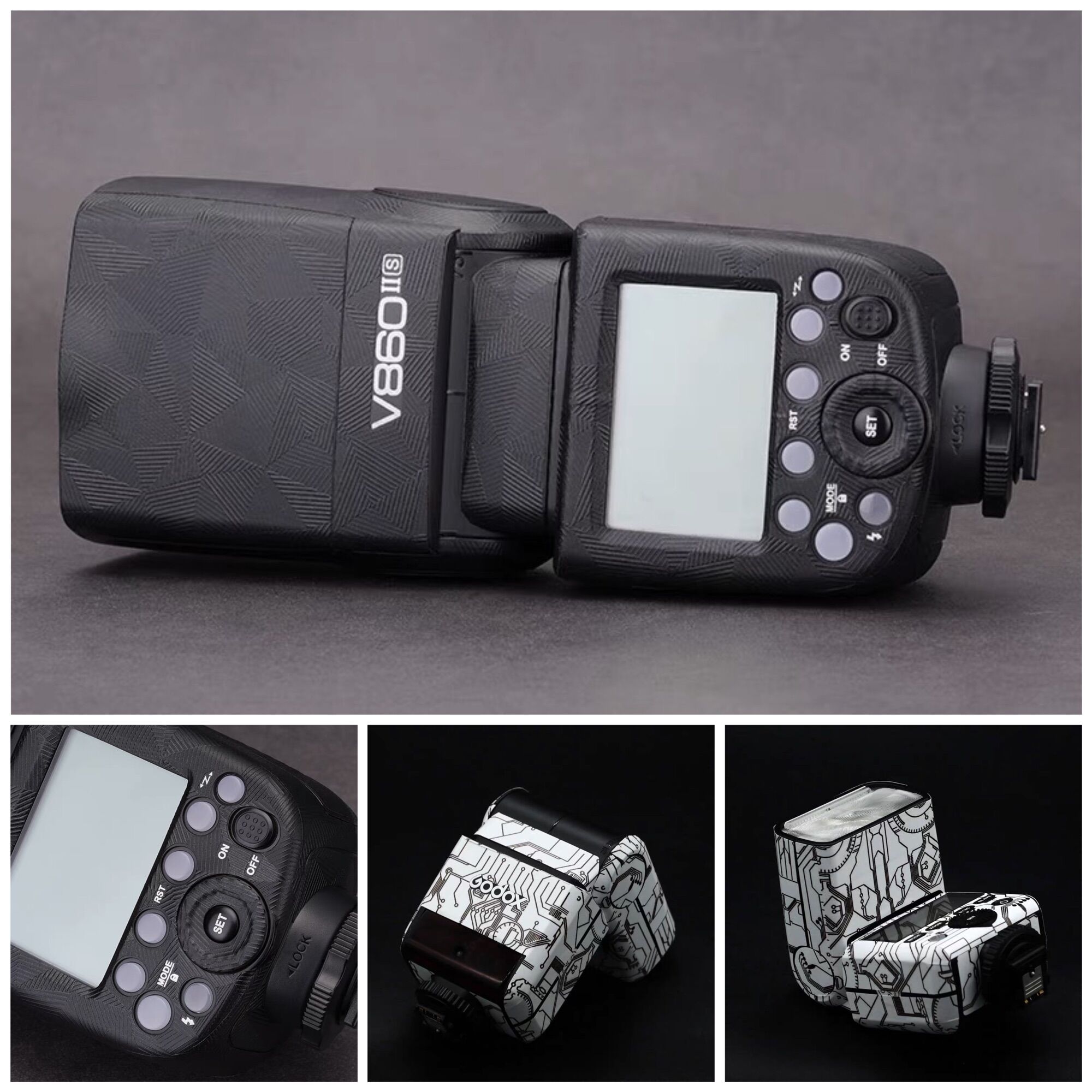 Miếng dán, skin 3m đèn flash godox 860, 685, godox v1, ad200 pro....