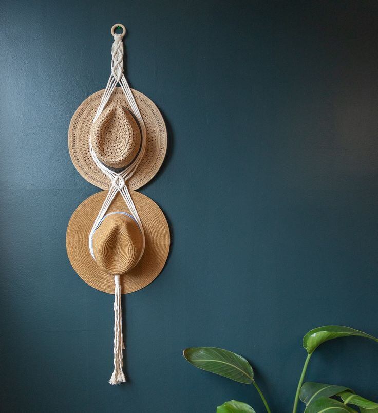 Dây tết macrame treo tường trang trí treo mũ nón