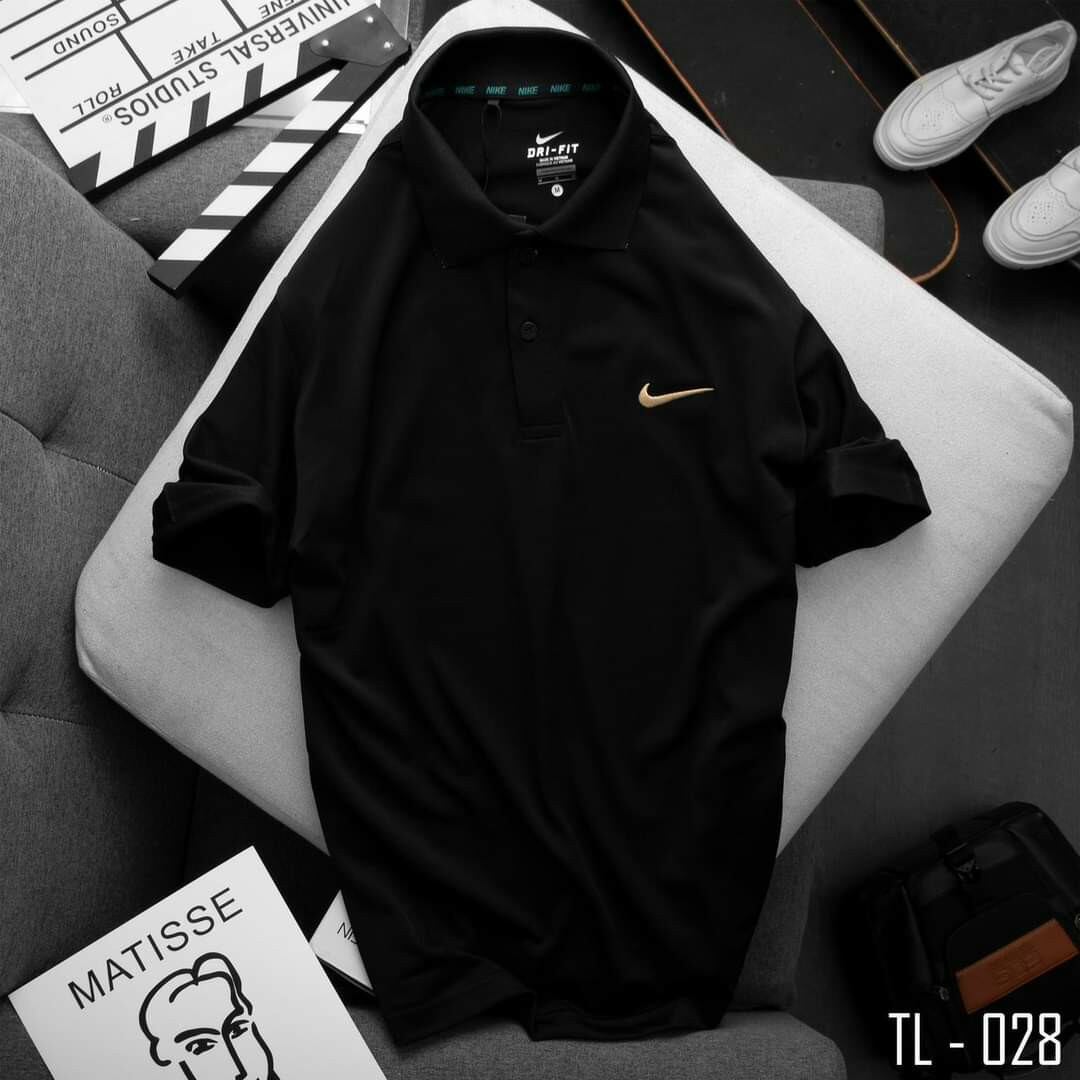 Áo thun nam có cổ cá sấu poly polo thêu logo 2 màu trắng đen