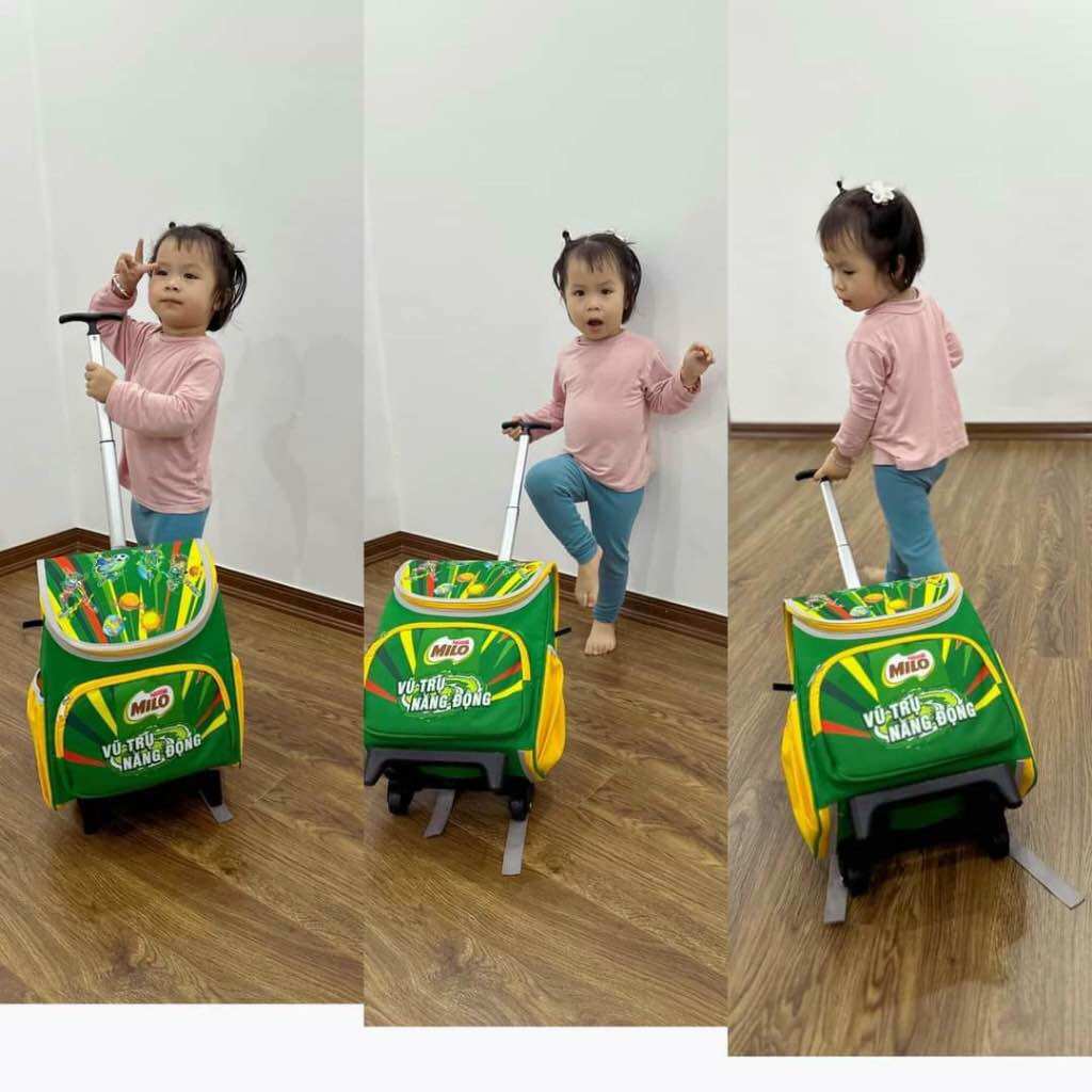 Balo Đi Học Có Bánh Xe Kéo, Balo kéo Milo Có thể tháo rời làm balo đeo