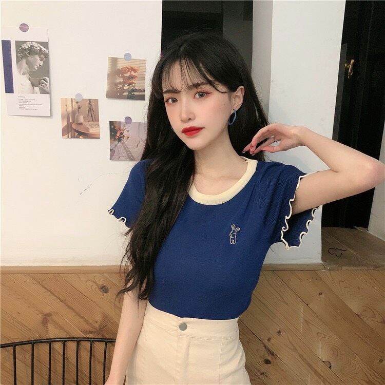 áo croptop phối bo cổ thiêu thỏ