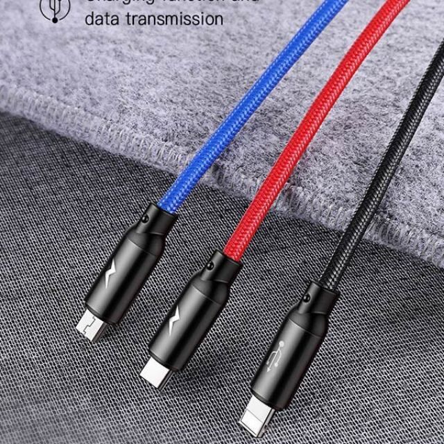 Cáp sạc 3 đầu baseus chính hãng