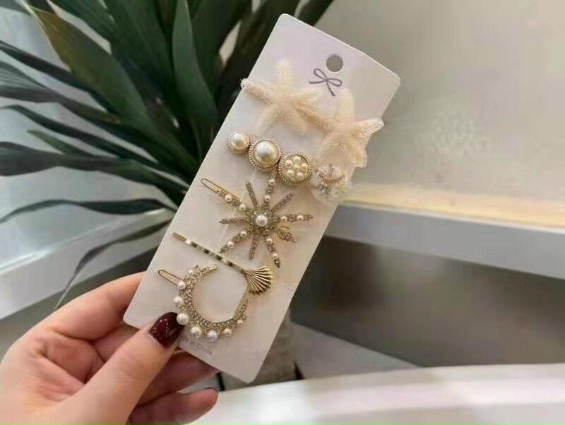 Set 5 kẹp tóc đính đá phong cách hàn quốc