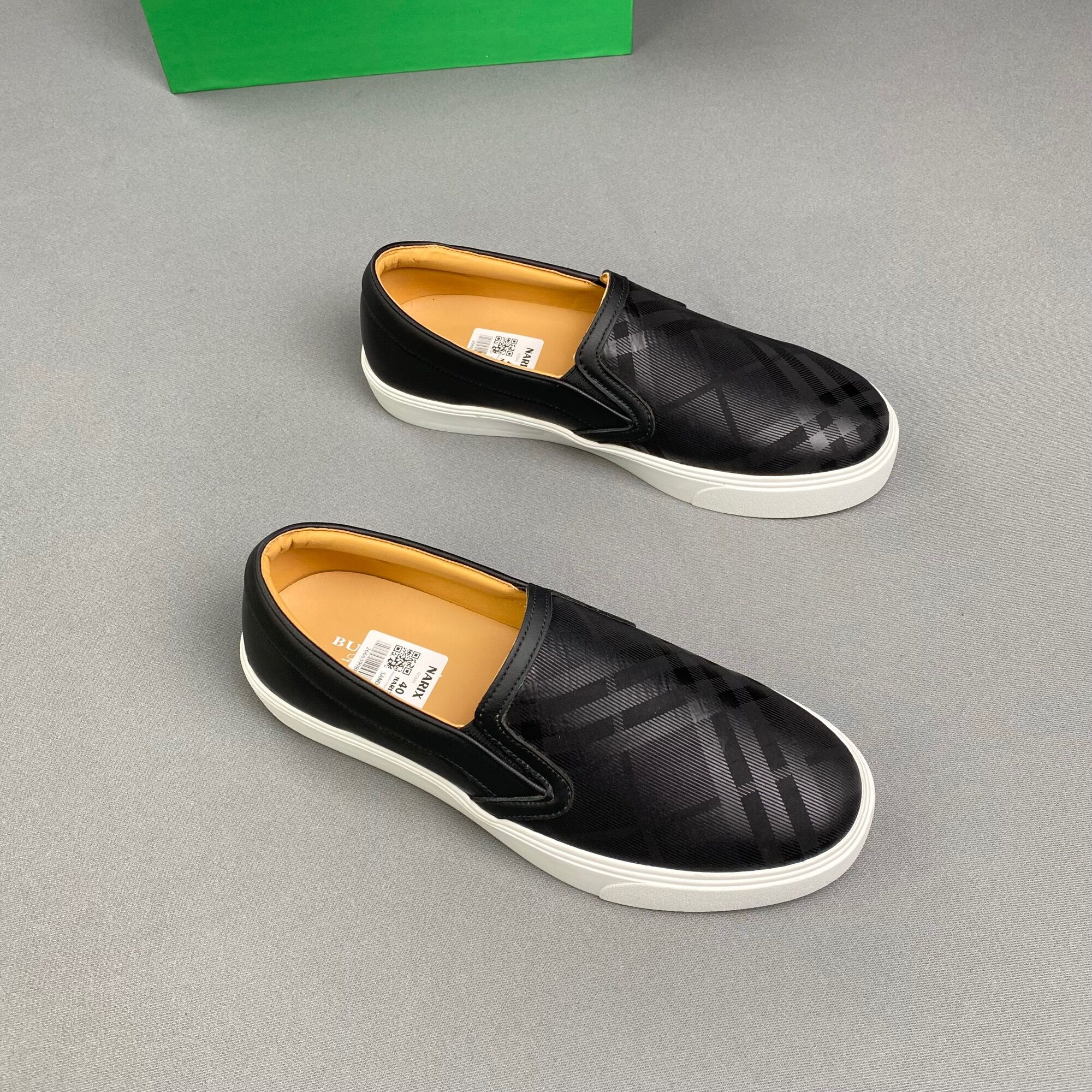 Giày slip-on cao cấp nam 2022 bbr black/giày nam thời trang màu đen đế cao su