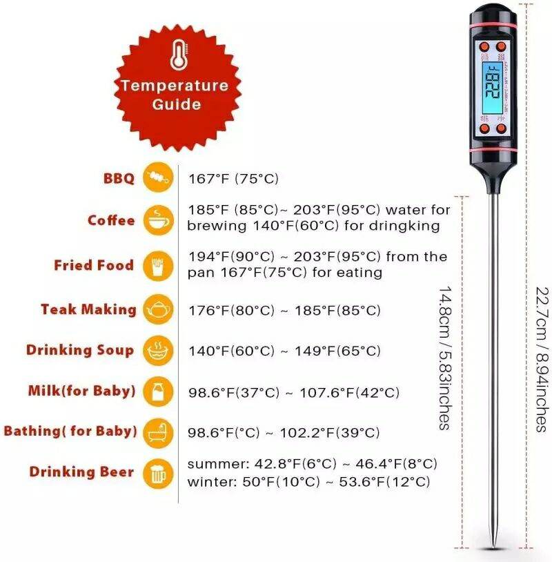 Nhiệt kế đo nhiệt độ nước, thực phẩm