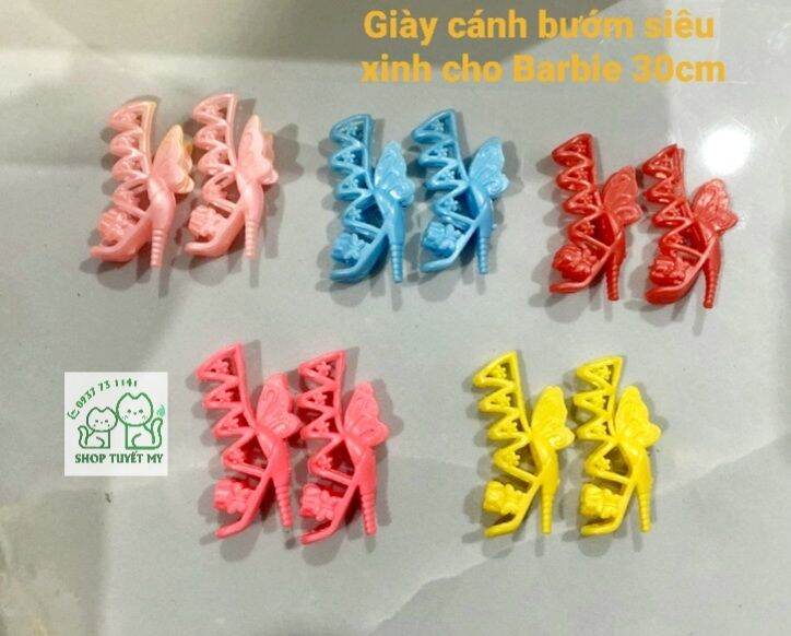 Giày cao cổ cánh bướm cho búp bê Barbie và búp bê 30cm