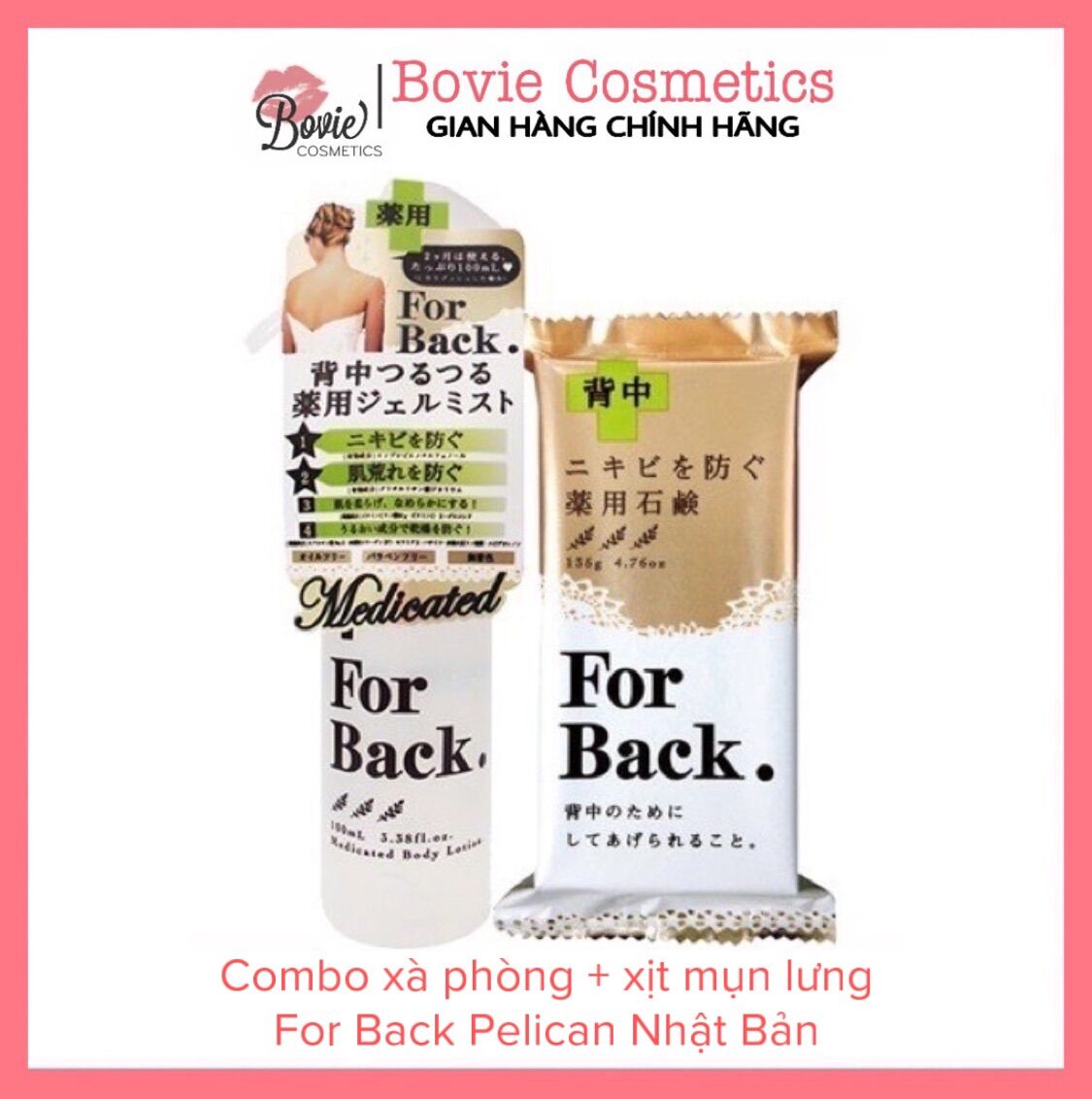 Combo xà phòng + xịt mụn lưng For Back Pelican Nhật Bản