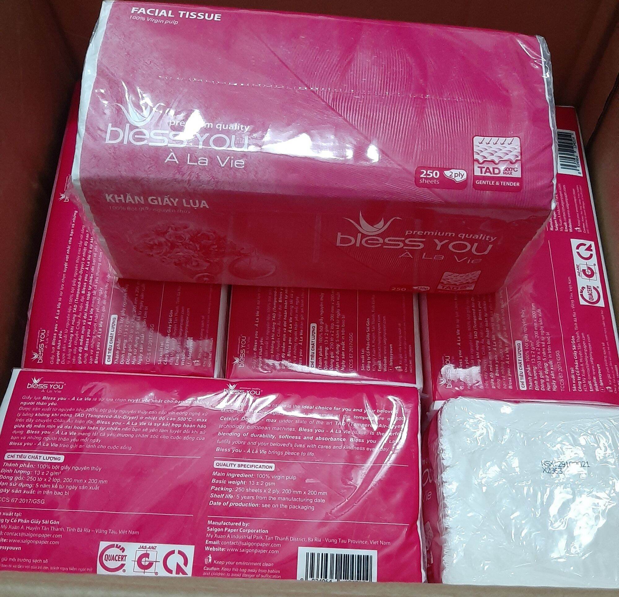 ( HCM ) 1 thùng khăn giấy rút Bless You (  40 gói ). Loại 250 tờ ( 2 lớp).
