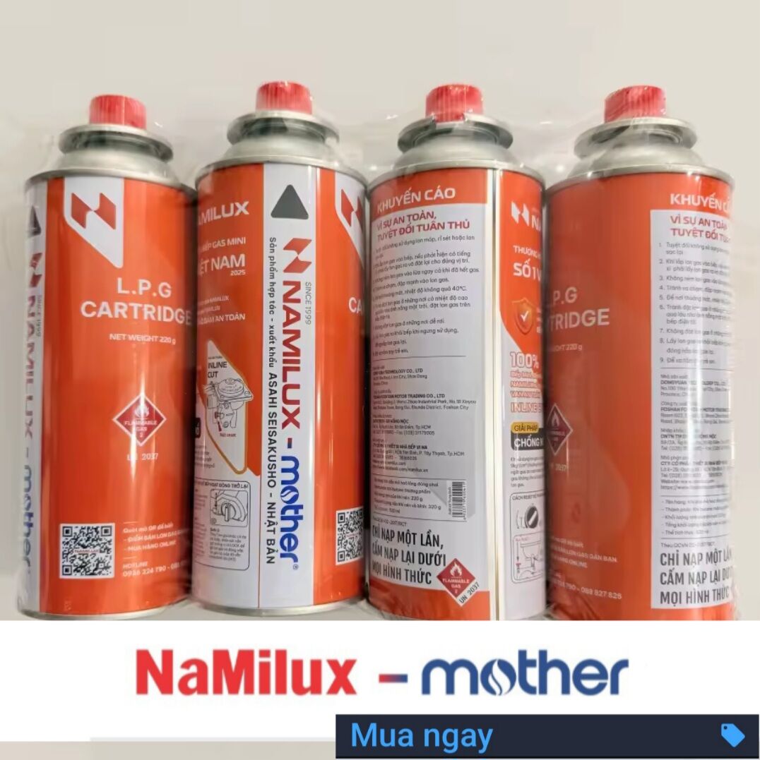 Lốc 4 bình gas Namilux - Monther mua về là sử dụng ngay