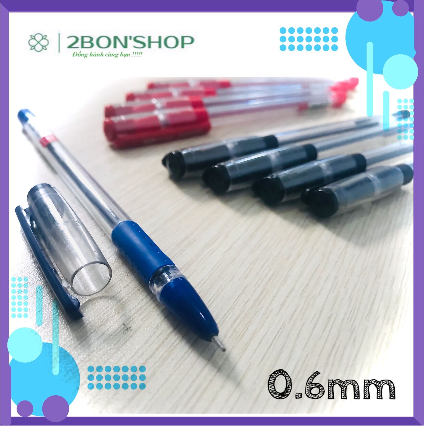 (Hộp 24 Cây )Bút Bi Ấn Độ 0.6mm BP2026 STACOM | Bút Bi Học Sinh BP2026