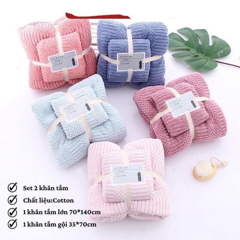 SET 2 KHĂN LÔNG CỪU HÀN QUỐC (KHĂN MẶT + KHĂN TẮM) SIÊU THẤM NƯỚC