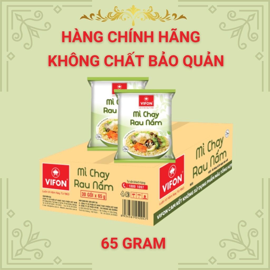 ( Tặng 1 gói) Thùng 30 Mì Chay Rau Nấm VIFON (65g / Gói)