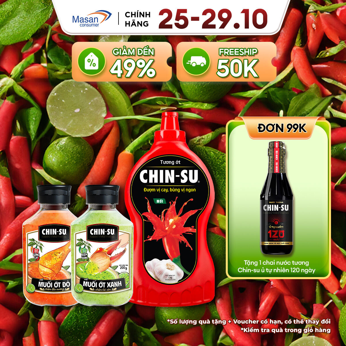[11.11-13.11 Voucher 18% CHO ĐƠN TỪ 199K]Combo 1 Xốt Muối Ớt Xanh + 1 Xốt Muối Ớt Đỏ + 1 Tương Ớt Ch