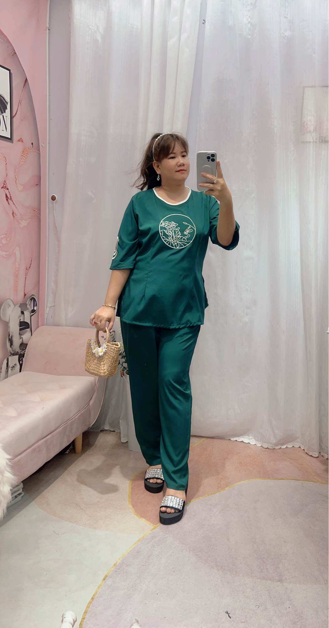 ĐỒ LAM BIGSIZE( Bộ lam thêu chữ Tâm 68-95kg)