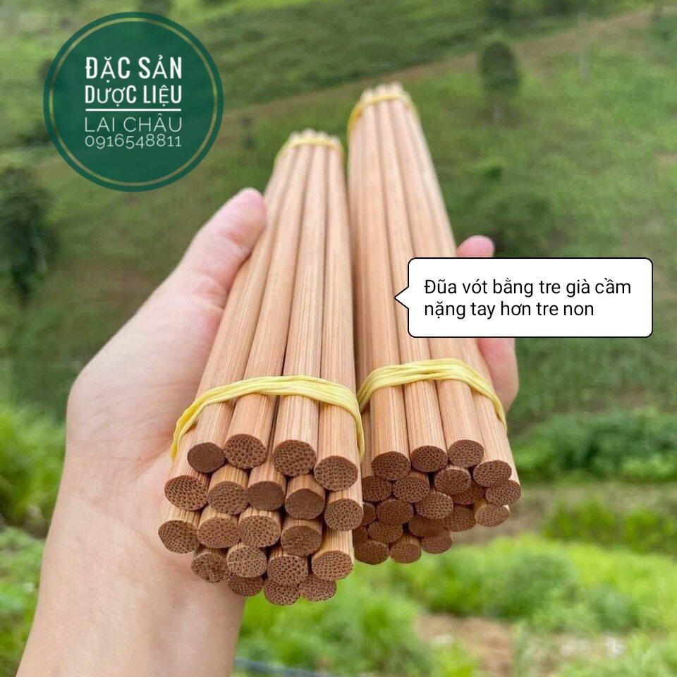 1 bó(10 đôi) đũa trẻ vót thủ công của người dân tộc Thái, không sơn, không mốc