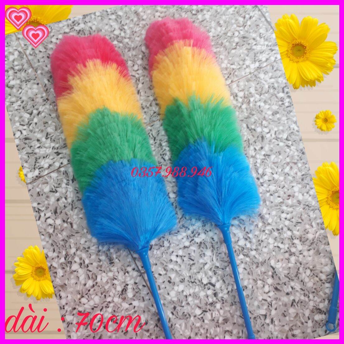 Chổi phất bụi lông mềm mịn dài 70cm. Chổi quét bụi cao cấp