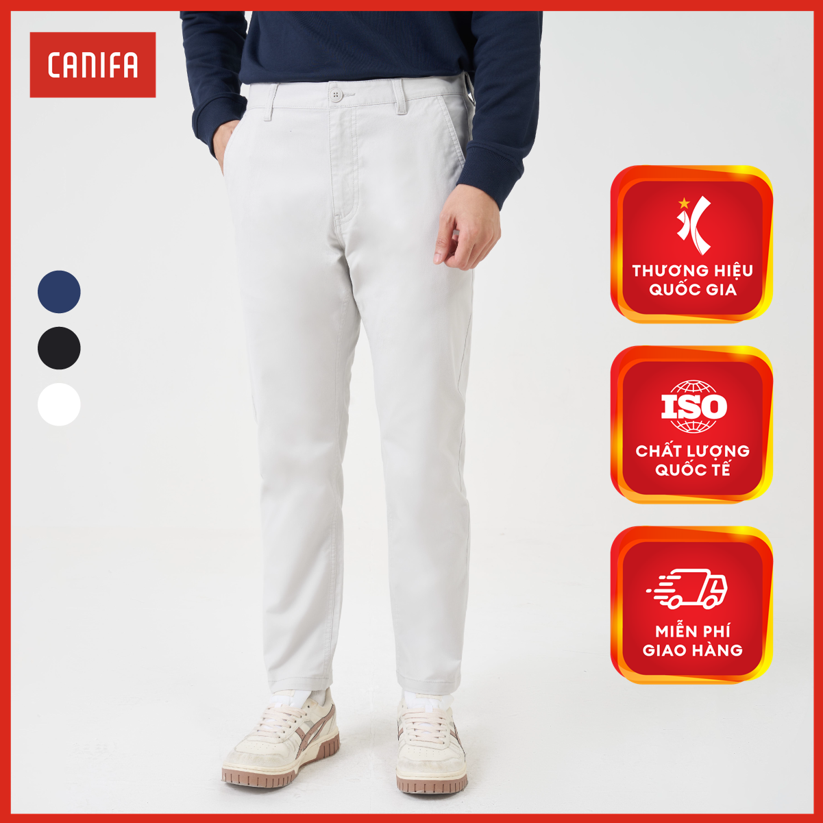 [20H 9-12.10 VOUCHER TỚI 500K] Quần khaki nam CANIFA dáng ôm túi chéo 8BK23A007